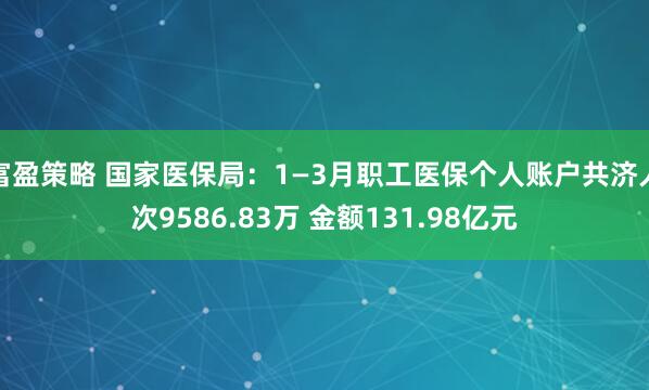 富盈策略 国家医保局：1—3月职工医保个人账户共济人次9586.83万 金额131.98亿元